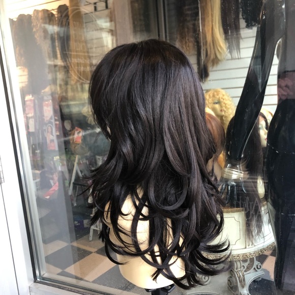 Dark black wig bangs wig main image 5